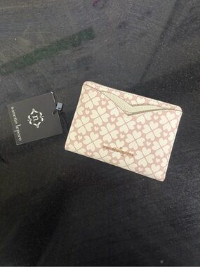 Nanette Lepore Pink and Cream Clover Card Holder
